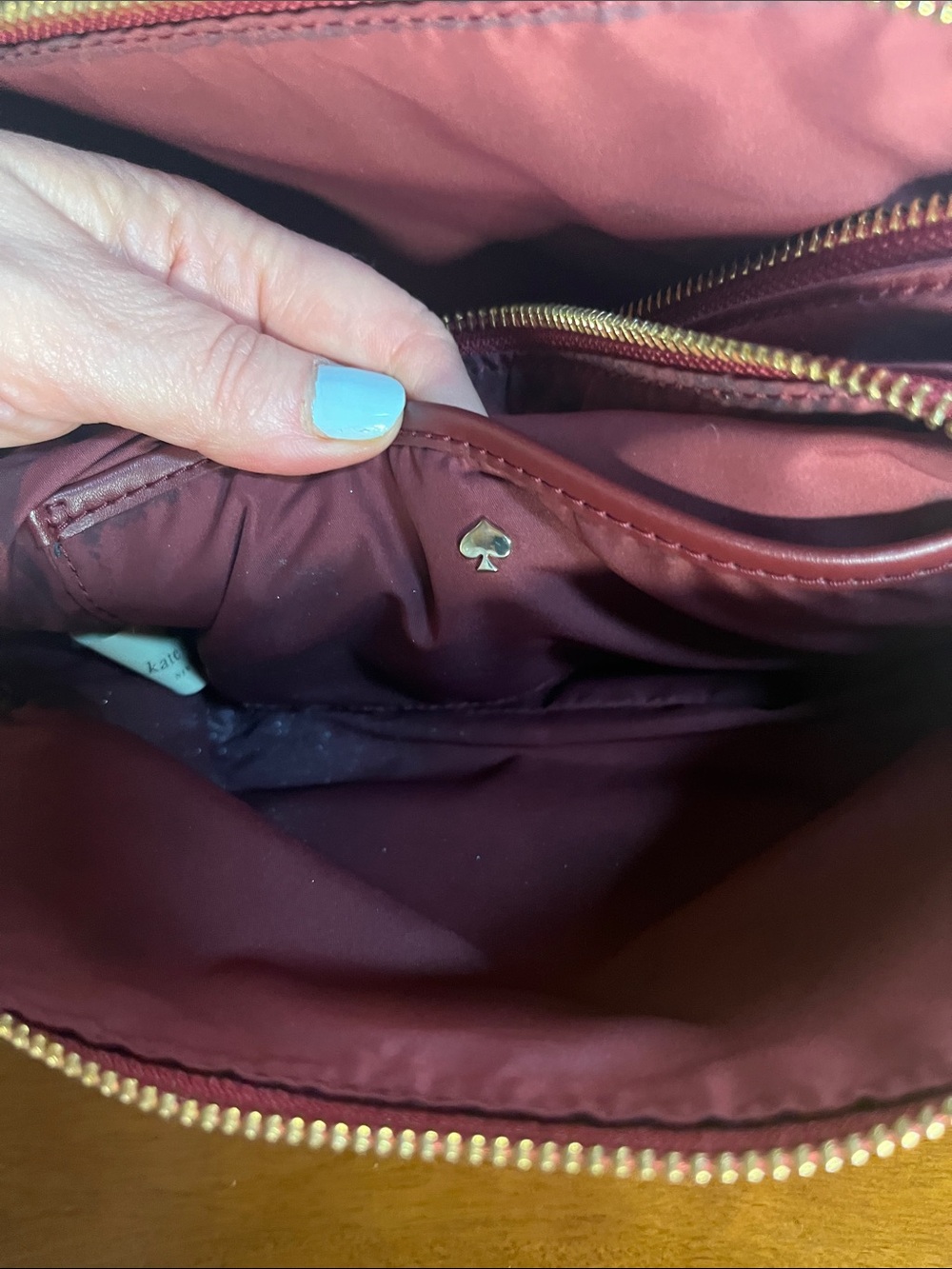 Kate Spade Watson Lane Nylon Crossbody Bag in Burgundy with Gold Hardware - Picture 8 of 13